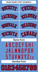 Light Blue Red-Navy Classic Two-Button Softball Jersey 3