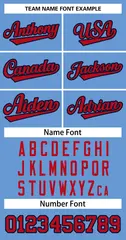 Light Blue Red-Navy Classic Two-Button Softball Jersey 3