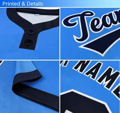 Light Blue Red-Navy Classic Two-Button Softball Jersey 5