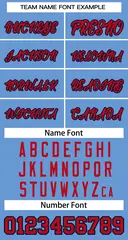 Light Blue Red-Navy Classic Two-Button Softball Jersey 3