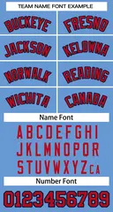 Light Blue Red-Navy Classic Two-Button Softball Jersey 3