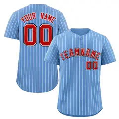 Light Blue Red-Navy Stripe Fashion Baseball Jersey