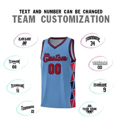 Light Blue Red-Navy Triangle Splicing Basketball Jersey 3