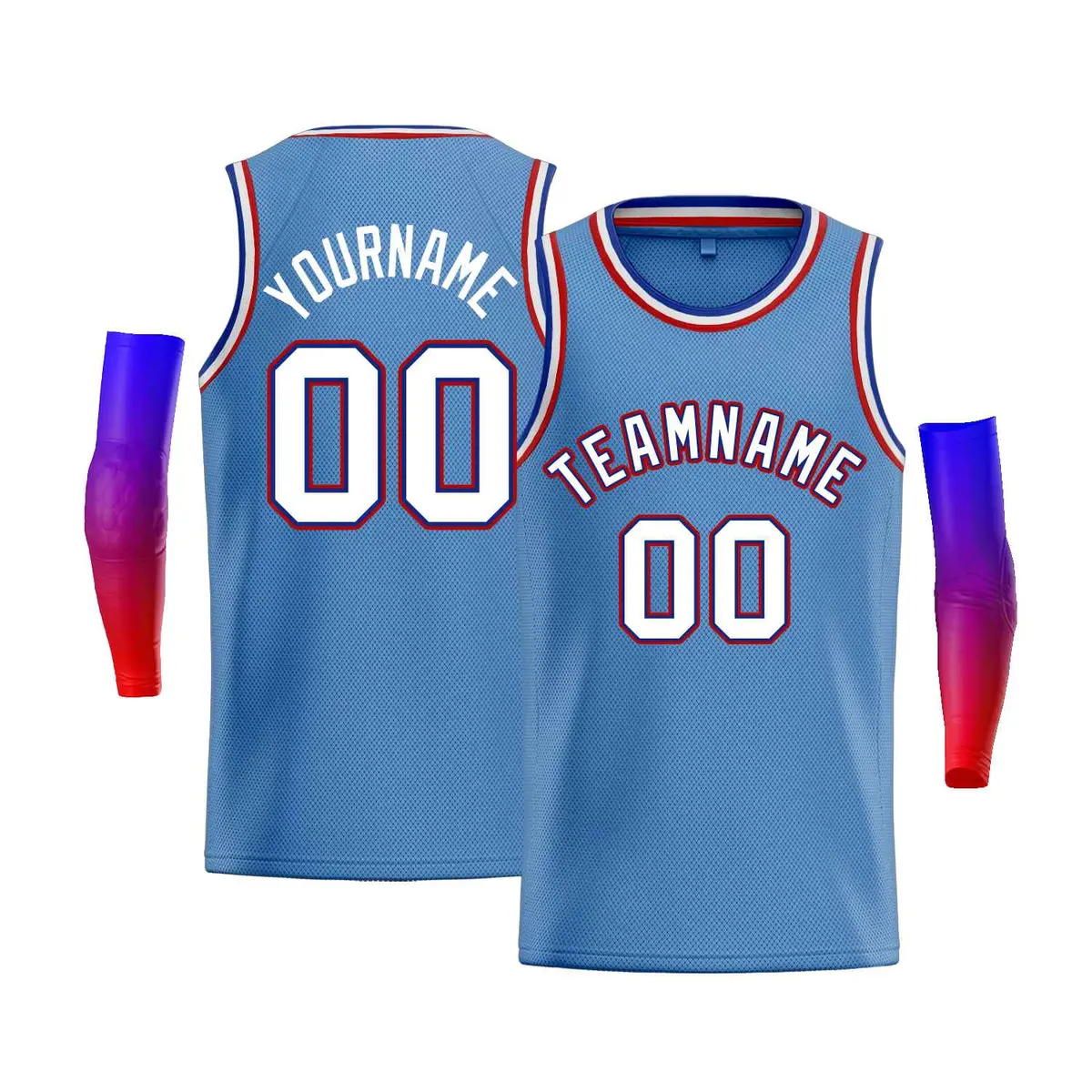 Light Blue Red-Royal Classic Bull Men's Basketball Jersey