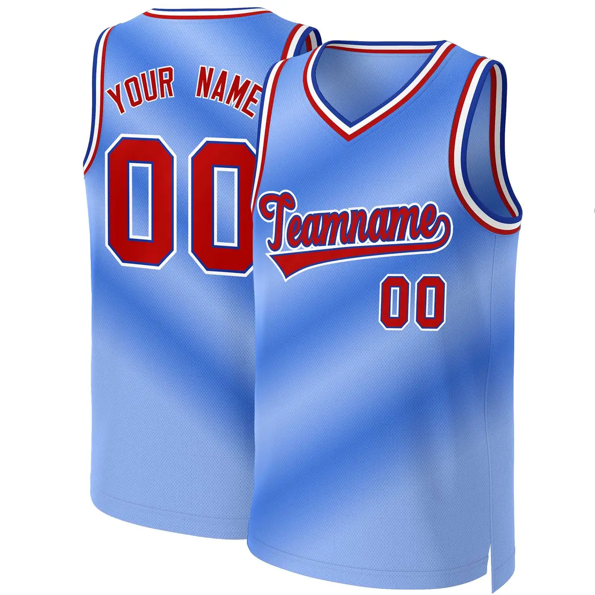 Light Blue Red-Royal Gradient Basketball Jersey
