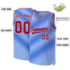 Light Blue Red-Royal Gradient Basketball Jersey 2