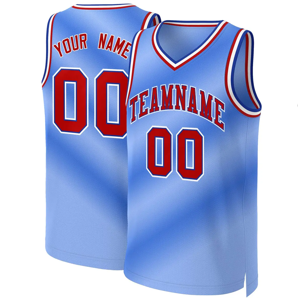 Light Blue Red-Royal Gradient Basketball Jersey