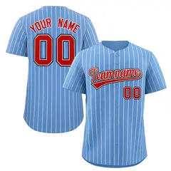 Light Blue Red-Royal Stripe Baseball Jersey