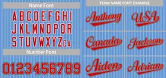 Light Blue Red-Royal Stripe Baseball Jersey 3
