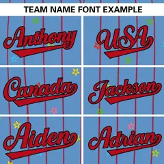 Light Blue Red Stripe Star Pattern Authentic Baseball Jersey 3