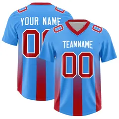 Light Blue Red Vertical Gradient Stripe Football Jersey 1