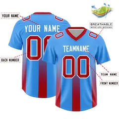 Light Blue Red Vertical Gradient Stripe Football Jersey 2