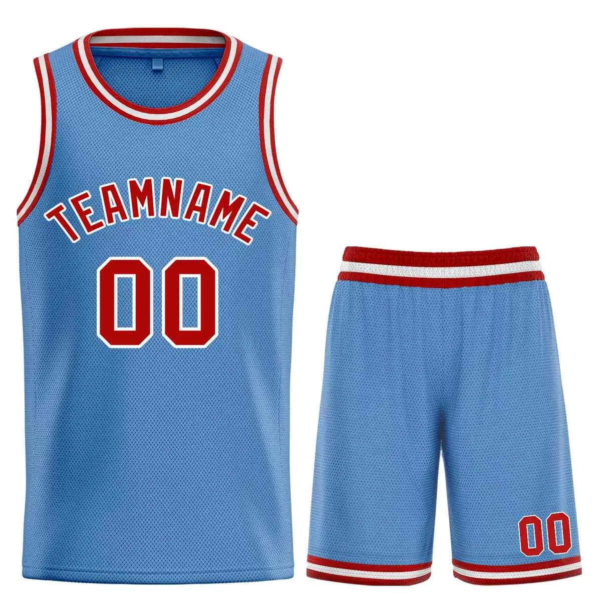 Light Blue Red-White Bull Classic Sets Basketball Jersey
