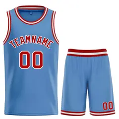 Light Blue Red-White Bull Classic Sets Basketball Jersey
