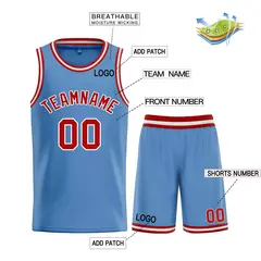 Light Blue Red-White Bull Classic Sets Basketball Jersey 3