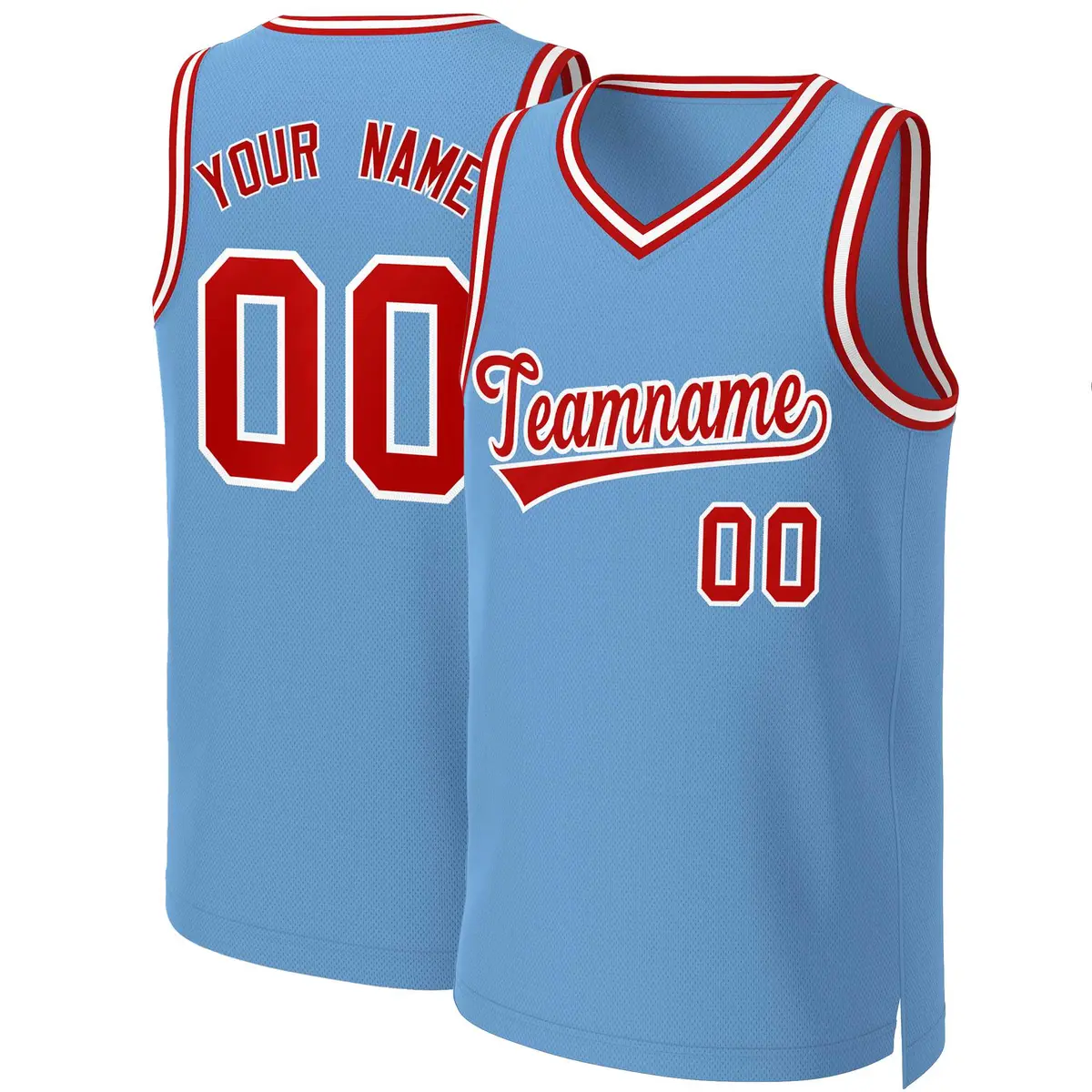 Light Blue Red-White Classic Basketball Jersey