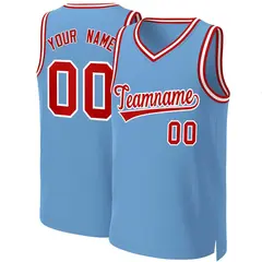 Light Blue Red-White Classic Basketball Jersey