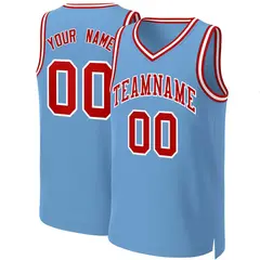 Light Blue Red-White Classic Basketball Jersey 1
