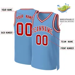 Light Blue Red-White Classic Basketball Jersey 2
