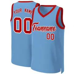 Light Blue Red-White Classic Basketball Jersey 1