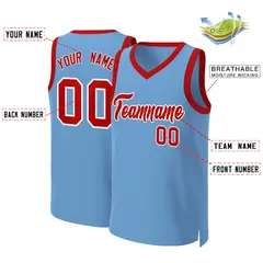 Light Blue Red-White Classic Basketball Jersey 2
