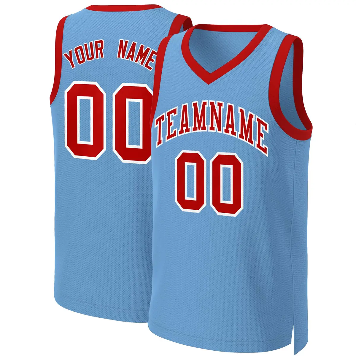 Light Blue Red-White Classic Basketball Jersey