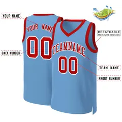 Light Blue Red-White Classic Basketball Jersey 2