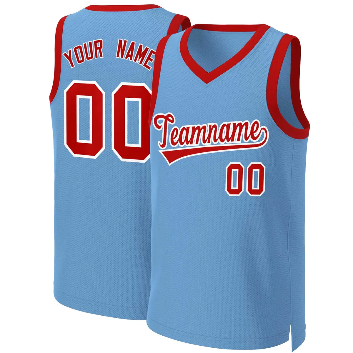 Light Blue Red-White Classic Basketball Jersey