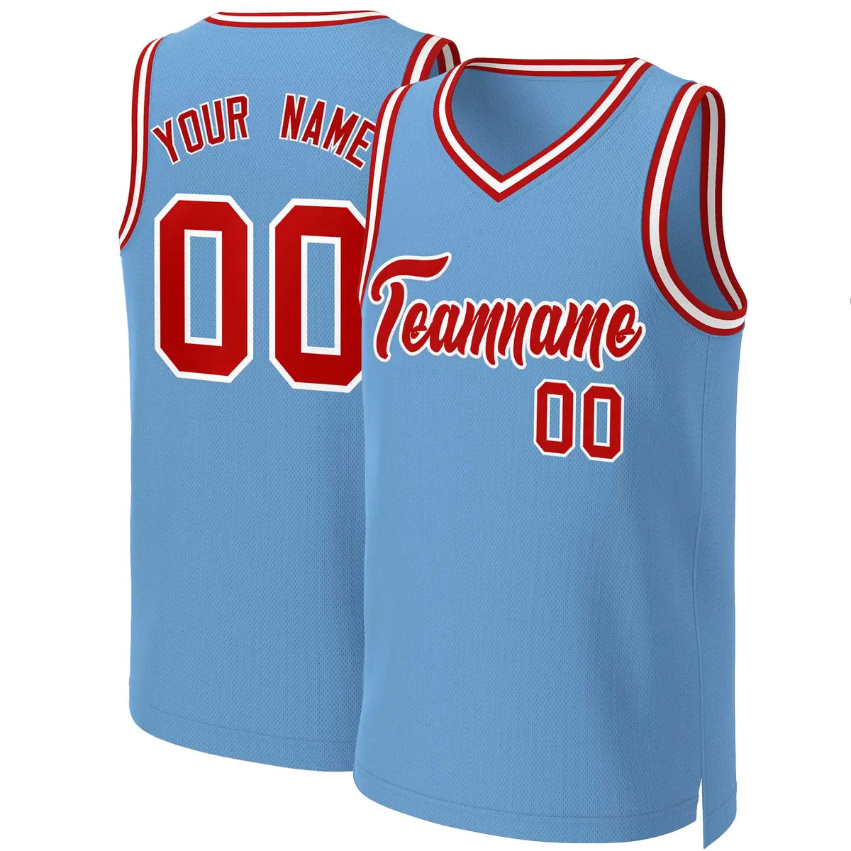 Light Blue Red-White Classic Basketball Jersey
