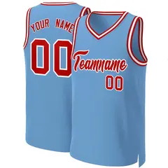 Light Blue Red-White Classic Basketball Jersey 1