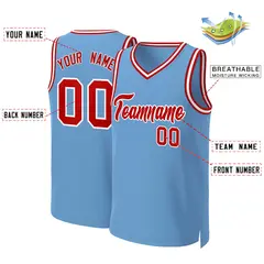 Light Blue Red-White Classic Basketball Jersey 2
