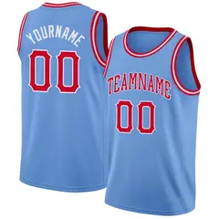 Light Blue Red White Classic Mesh Sport Basketball Jersey 1