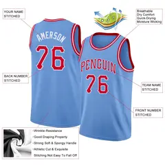 Light Blue Red White Classic Mesh Sport Basketball Jersey 2