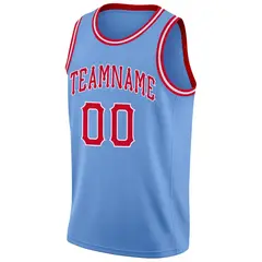 Light Blue Red White Classic Mesh Sport Basketball Jersey 5