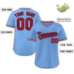 Light Blue Red-White Outdoor Pullover Baseball Jersey 2