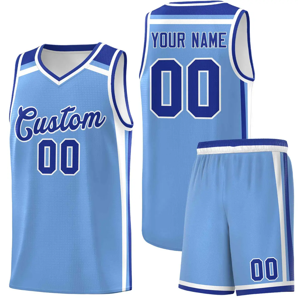Light Blue Royal Blue White Charge Series Basketball Jersey