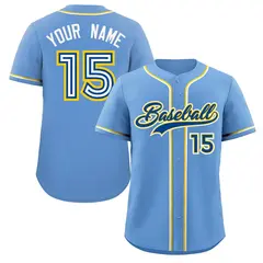Light Blue Royal-Gold Authentic Classic Baseball Jersey 1
