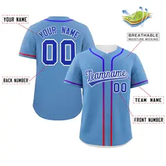Light Blue Royal Gradient Ribbed Authentic Baseball Jersey 2