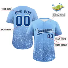 Light Blue Royal Gradient Sparkle-Effect Baseball Jersey 2