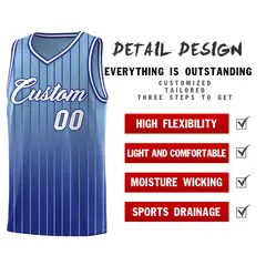 Light Blue Royal Gradient Stripe Basketball Jersey 2