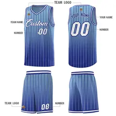 Light Blue Royal Gradient Stripe Basketball Jersey 5