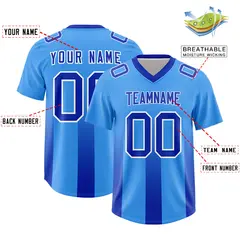 Light Blue Royal Gradient Vertical Stripe Football Jersey 2