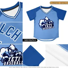 Light Blue Royal Raglan Side Spot Pullover Baseball Jersey 5