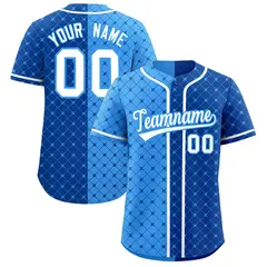 Light Blue Royal Split Plaid Authentic Baseball Jersey 1