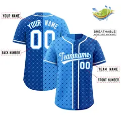 Light Blue Royal Split Plaid Authentic Baseball Jersey 2