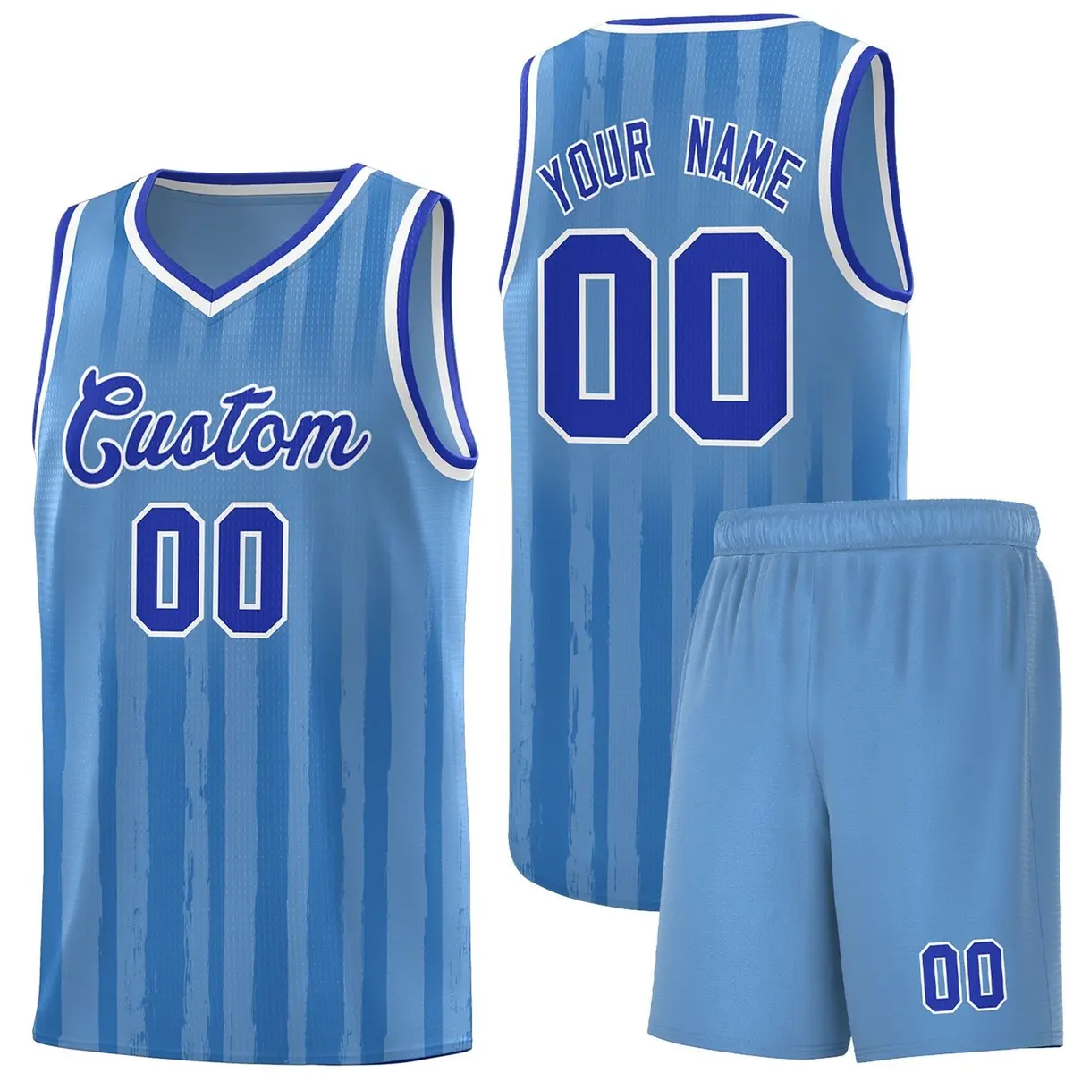 Light Blue Royal Vertical Stripe Basketball Jersey