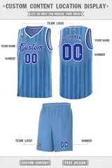 Light Blue Royal Vertical Stripe Basketball Jersey 2