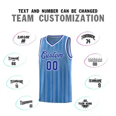 Light Blue Royal Vertical Stripe Basketball Jersey 3