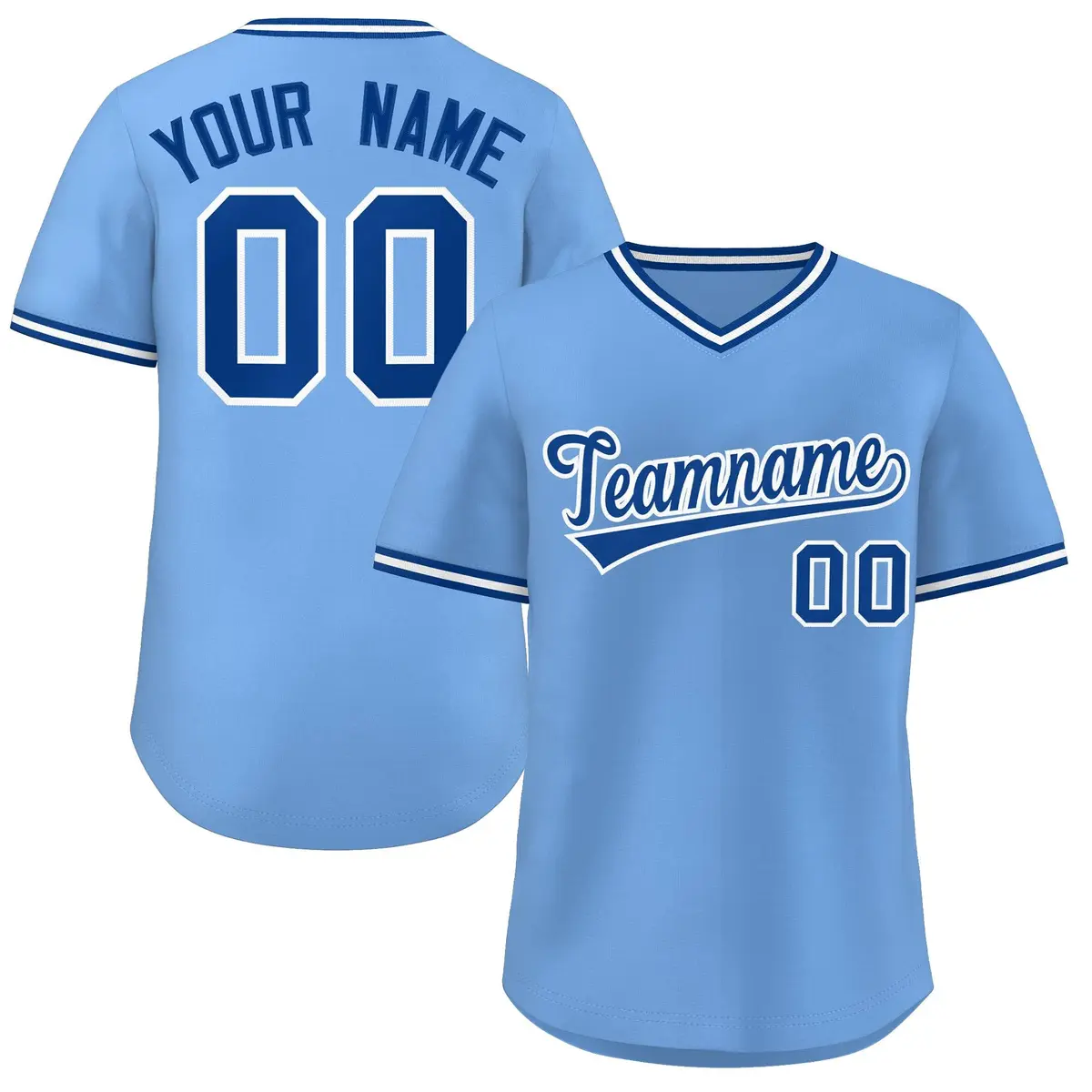 Light Blue Royal-White Authentic Pullover Baseball Jersey