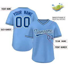 Light Blue Royal-White Authentic Pullover Baseball Jersey 2